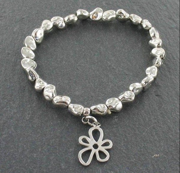 Flower Charm Nugget Bracelet