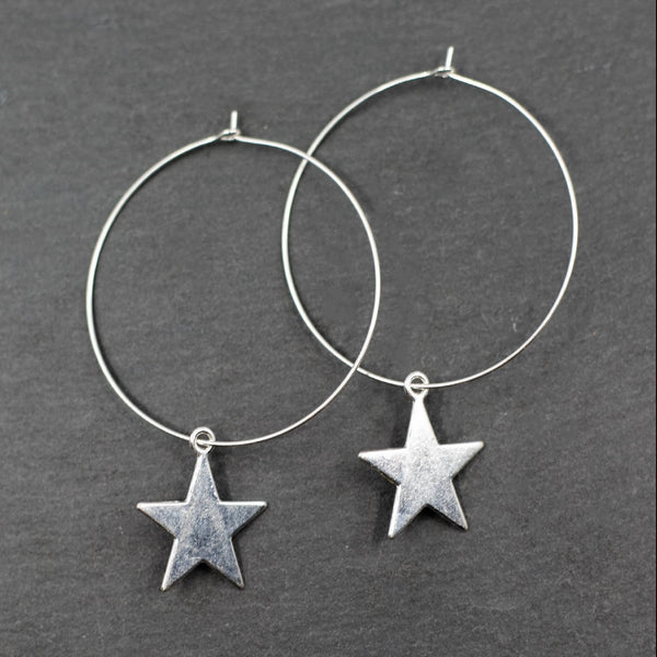 Star On Hoop Earrings